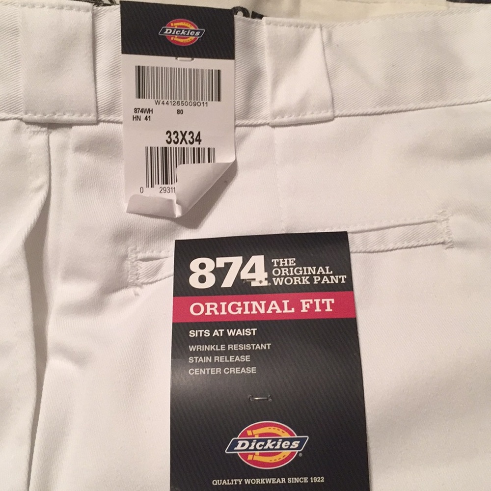 Mens 33X34 white original fit white dickies